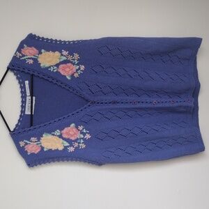 Vintage Embroided Flower Sweater Vest
